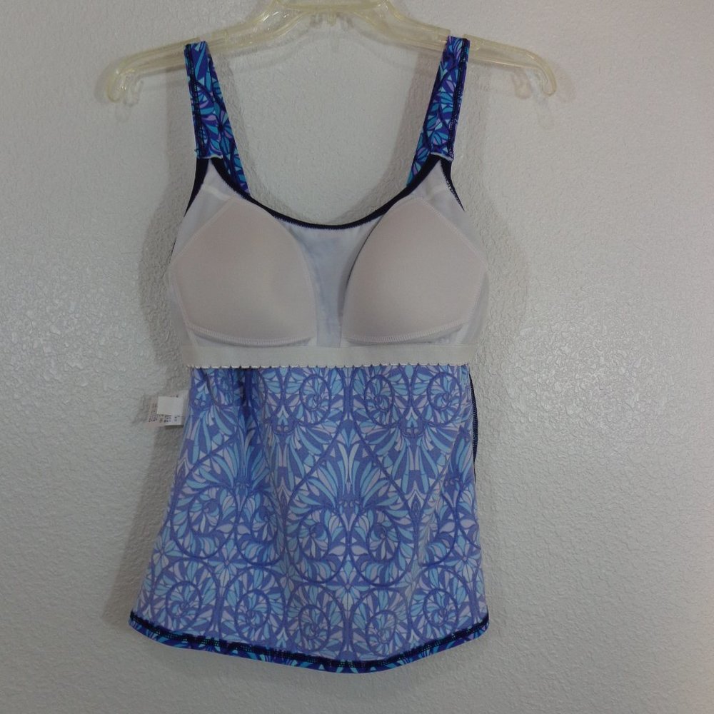 Lands End Size 6 Scoop Neck Blue Purple Floral Tankini Swim Top Padded - Picture 5 of 5